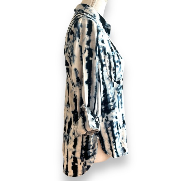 💙Rock & Republic Rare Indigo Shibori Type Soft Rayon Button Down Sz Sm💙 - Picture 5 of 16